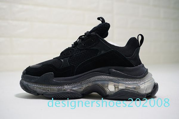 

2020 new paris crystal bottom triple-s leisure shoes shoes platform triple s sneakers for men women vintage kanye grandpa trainer d08, Black