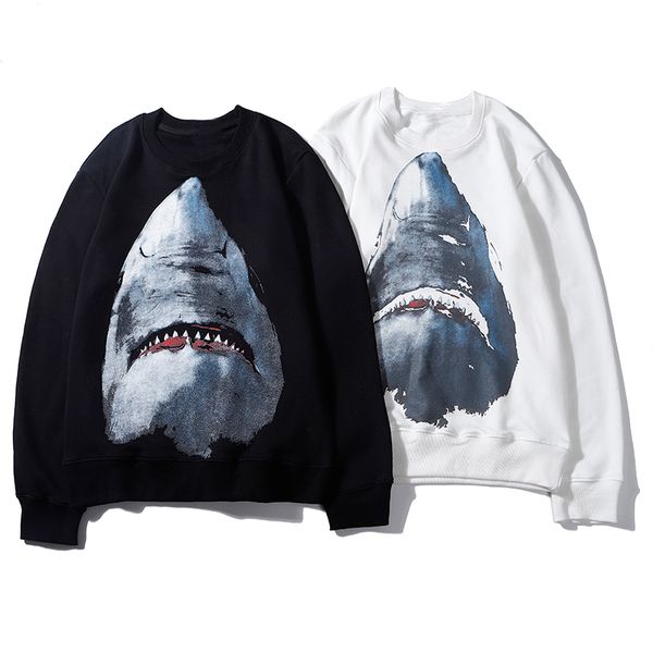

winter designer mens hoodie with shark luxury sweatshirt for men long sleeve pullovers hoodies clothing animal printed mens clothing, Black