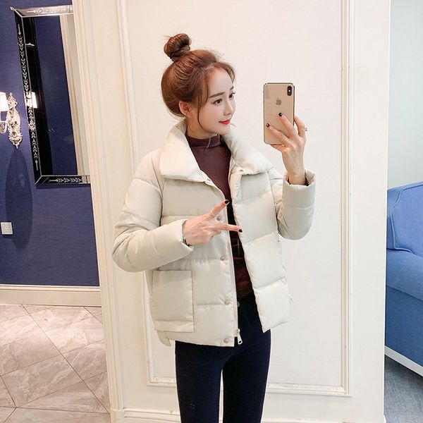 

cotton women short paragraph new winter korean version of the hood loose loose warm down jacket cotton small bread clothing jack, Black
