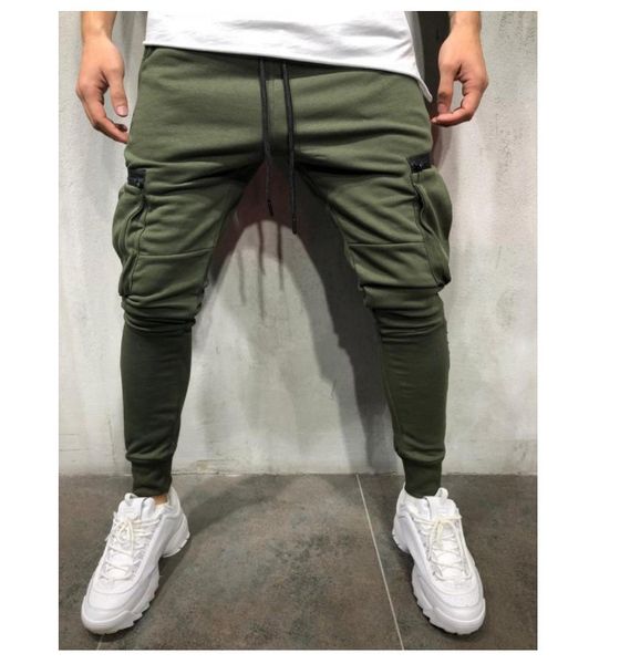 

matching color hip hop feet style men's lanyard exercise pencil pants, Black