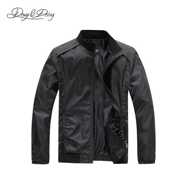 

men's jacket spring autumn thin casual solid zipper stand collar fashion bomber jackets polyester men brand overcoat dct-055, Black;brown