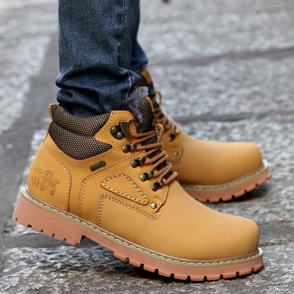 

lace-up men fashion boots eu 38-44 durable rubber sole man nubuck leather ankle shoes brown / yellow, Black