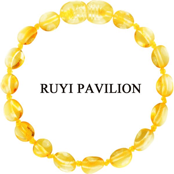

natural amber teething bracelet babies children bangles baltic high content of succinic acid safety knotted-beans cognac teethin, Golden;silver