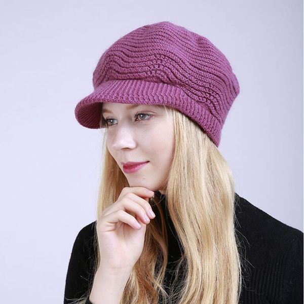 

2018 new women winter warm hats knitted hats fashion thick soft wool beanies caps for girls, Blue;gray