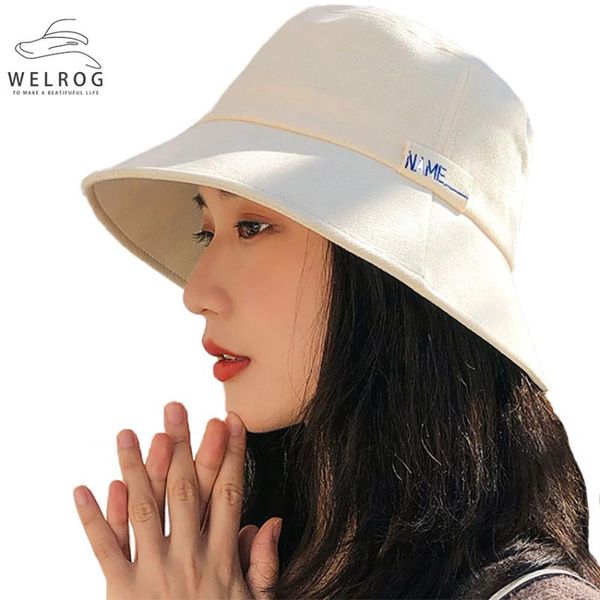 

welrog wild foldable fisherman hats 2020 spring bucket hats cotton women girls outdoor sun hat fashion 6 colors fedoras cap, Blue;gray