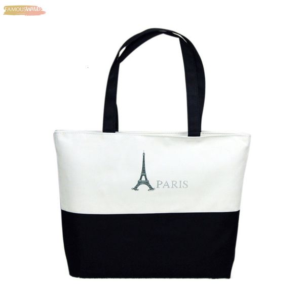 

new brand handbags women 2020 fashion shoulder bags sac a main femme canvas eiffel tower pattern tote bolsa feminina