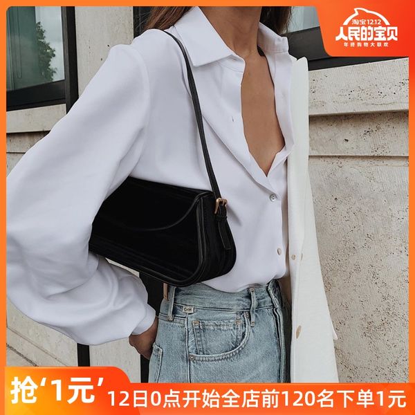 

pre-autumn minority wrinkled face velvet french armpit baguette handbag bag female new 2019 versatile cross-body single-shoulder