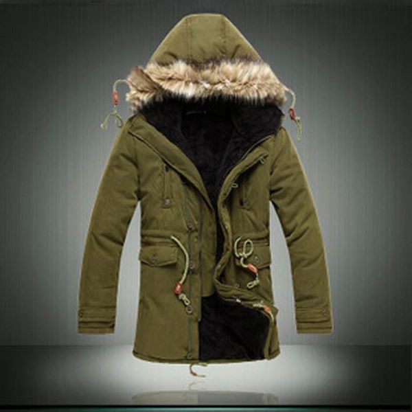 

men korean version casual cotton parka solid color tide male coat outdoor sport warm army green parka thicken long jacket, Black