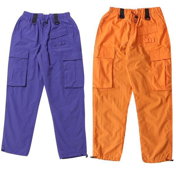 

19 ss street style mens cargo pants kanye west style pocket design 5 colors straight sweat pants high street joggers for men ing, Black