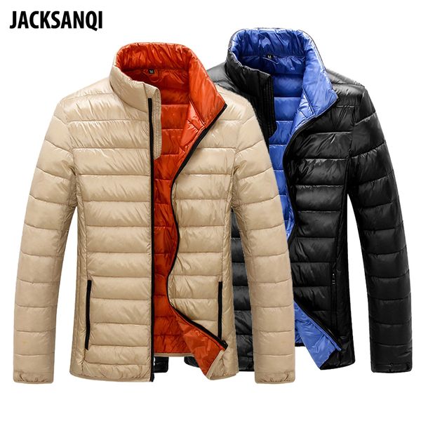 

jacksanqi new men's winter duck down jackets ultra light outdoor sports hiking camping lightweight portable male overcoats ra228, Blue;black