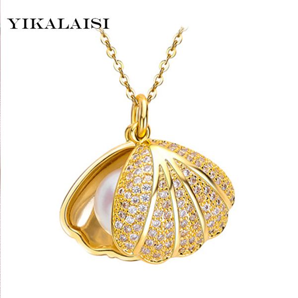 

yikalaisi 2017 pearl necklace pearl choker jewelry natural seashell pendants 925 sterling silver jewelry for women gift