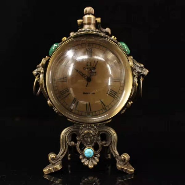 

европейский изысканный brass inlay gem классический стеклянный шар модель механические часы