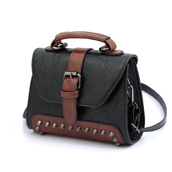 

vintage rivet women crossbody bags pu leather patchwork handbags small female totes ladies messenger shoulder bag bolsa feminina