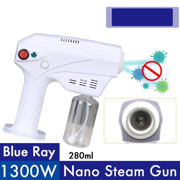

110v / 220v 1300w 280ml дезинфекция blue light nanos паровой пистолеты спрей для волос машина ультравысокое аэрозоль водяного тумана trigger