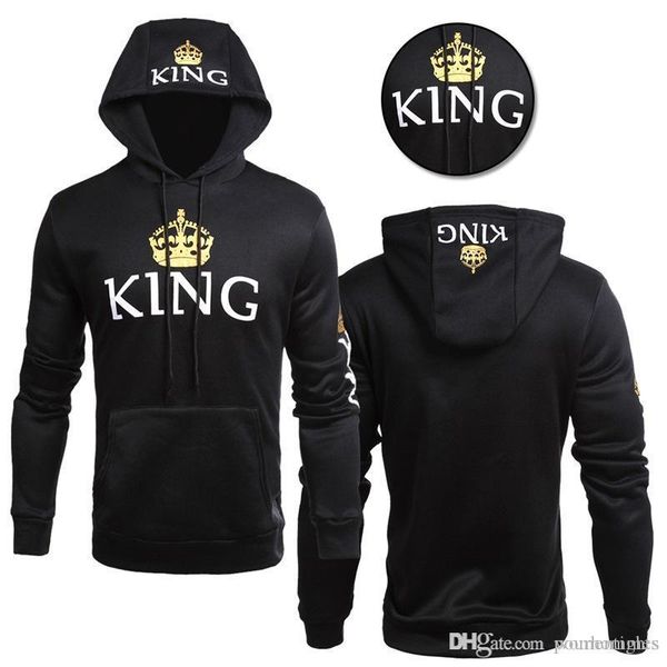 

mens women love hoodies couples matching clothes sweatshirts queen king hooded pullovers, Black