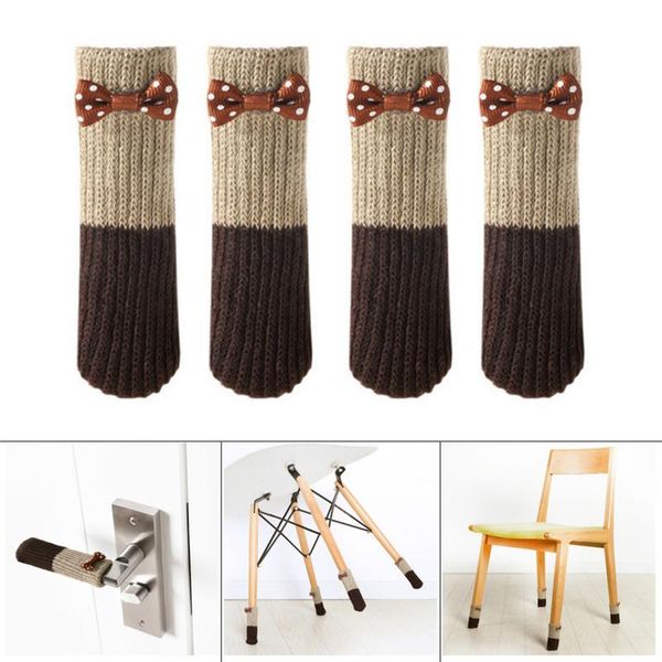 

4pcs chair table leg socks cloth gloves floor protection knitting wool socks anti-slip table furniture feet cover protectors