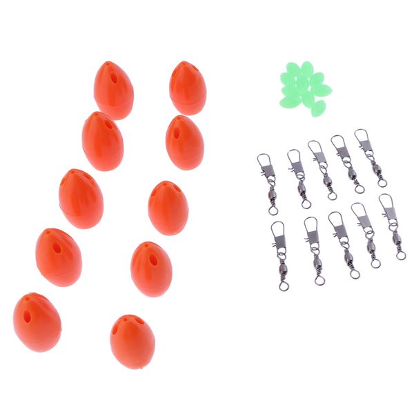 

10pcs plastic floating bombarda floats long distance casting lure with beads and rolling swivels
