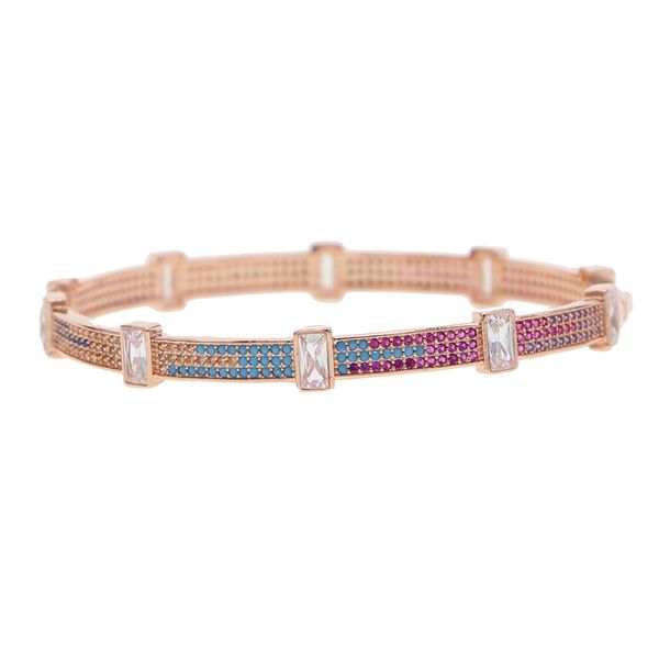 

inner diamater 58-60mm colorful baguette cubic zirconia cz cuff bangle bracelet bohemia boho statement jewelry for women, Black