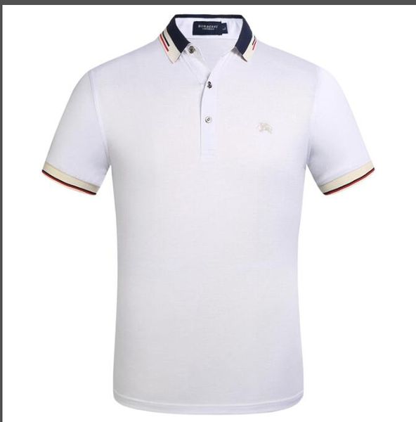 

лето новый высококачественный хлопок печати короткие slee отворотом шеи дышащая футболка дизайнер летняя мода мужские рубашки письмо печатны, White;black