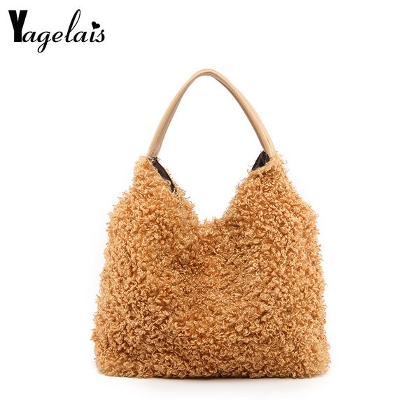 

2019 new designer ladies handbag plush shoulder bag female fashion large capacity messenger bag girl casual handbag