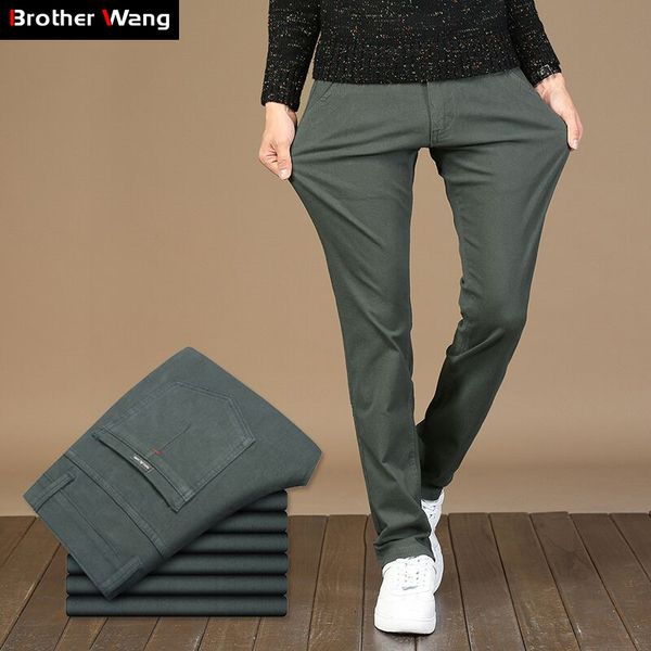 

3 colors 2019 spring new men's casual pants elasticity fashion slim fit straight trousers male brand clothes plus size 42 44 46, Black