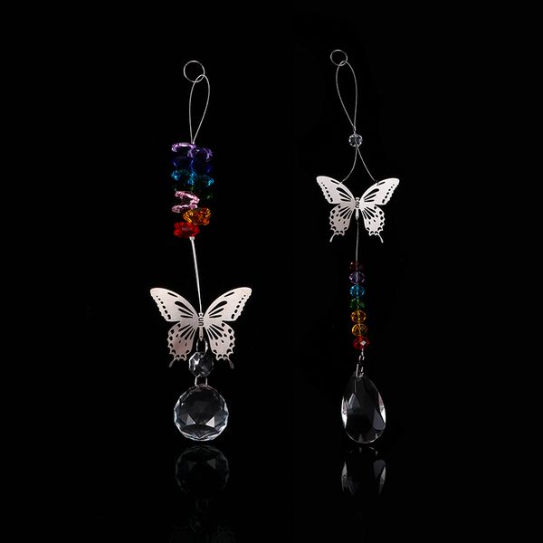 

1pcs crystal car pendant butterfly crystal ball hanging rainbow pendant ornament home decor crafts