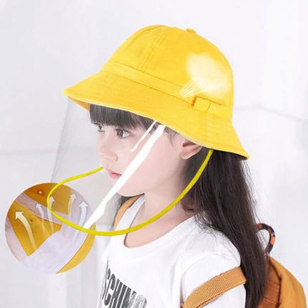 

hanxi baby kids yellow hat plastic visor hat for boys and girls cotton casqette with tpu transparent shield 48cm-58cm cap