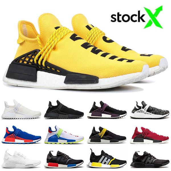 

nmd pharrell williams pw human race yellow men women sport tennis running shoes hu human nerd black japan white trainers size 13, White;red