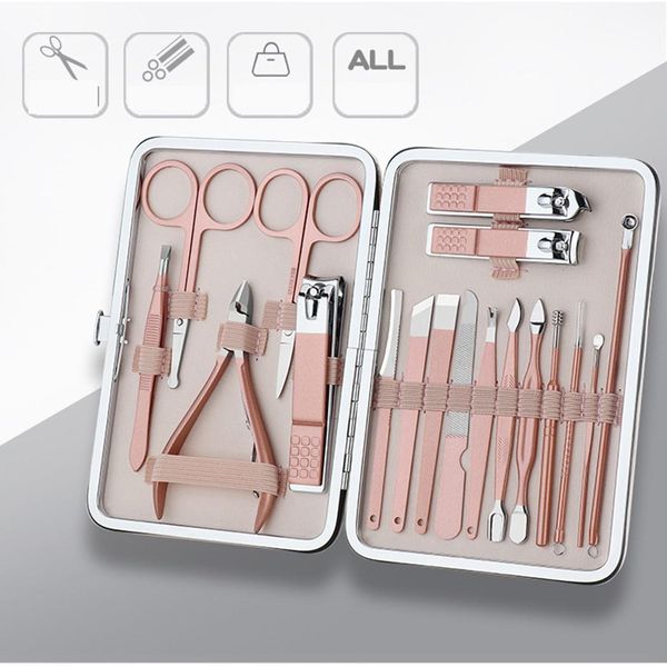 

nail scissors suit stainless steel nail clipper 300g rose red pedicure tool set