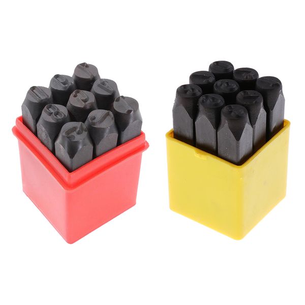 

2 sets of 18 pieces number punch set for stamping metal - 10mm & 12.5mm