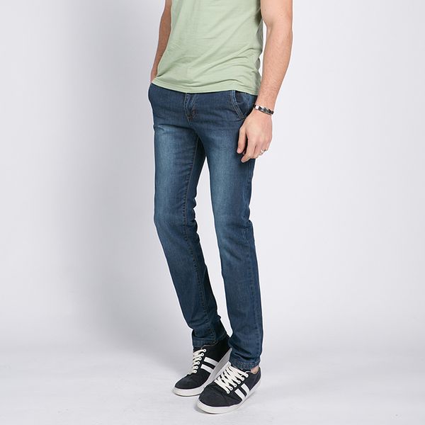 

autumn and winter new style men's jeans slim fit fashion with drawstring pencil pants ultra-ultra-stretch blue jeans men's