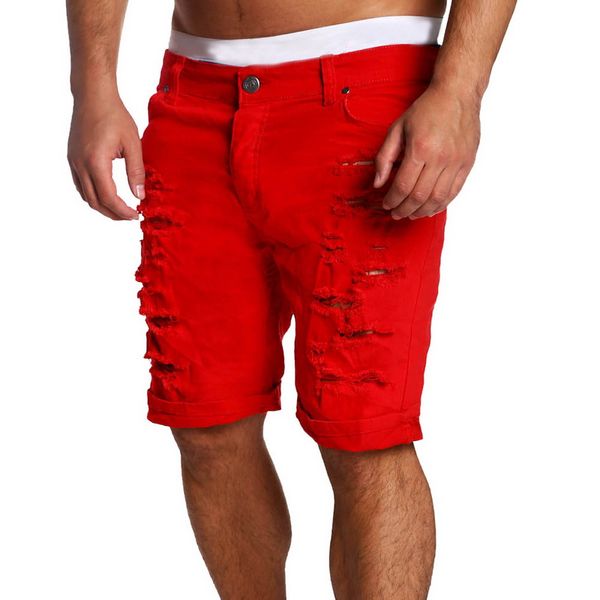 Heflashor New Summer Mens Hole Короткие джинсы мужчины хлопок растягивает повседневные джинсовые шорты.