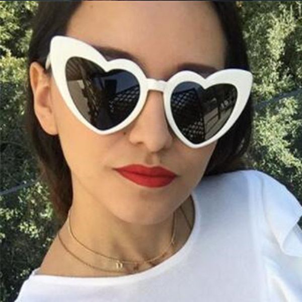 

fashion vintage love heart sunglasses women sun glasses 2019 summer for female party outside black red color, White;black