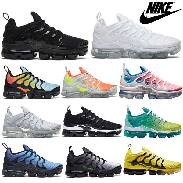 

2019 air vapormax tn plus running shoes men women triple black white sliver grape be true breathable mesh trainers sneakers