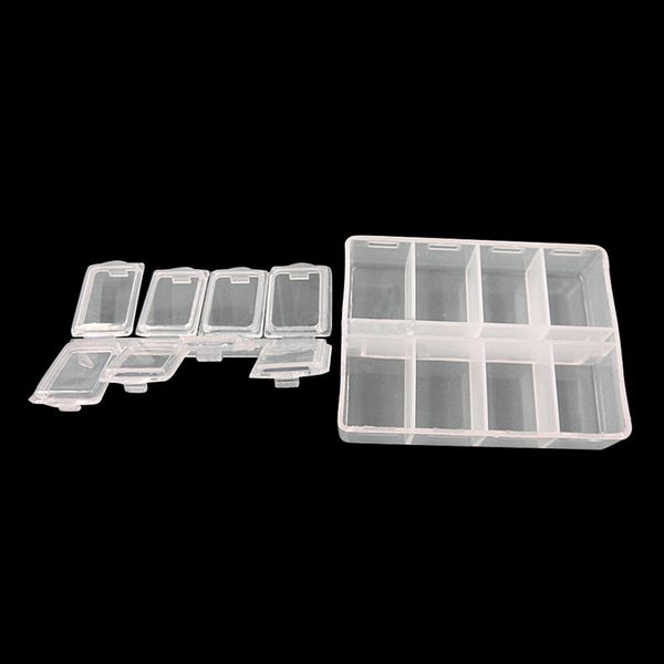 

8 slot transparent plastic parts box mini assembled storage box 79*61*21mm