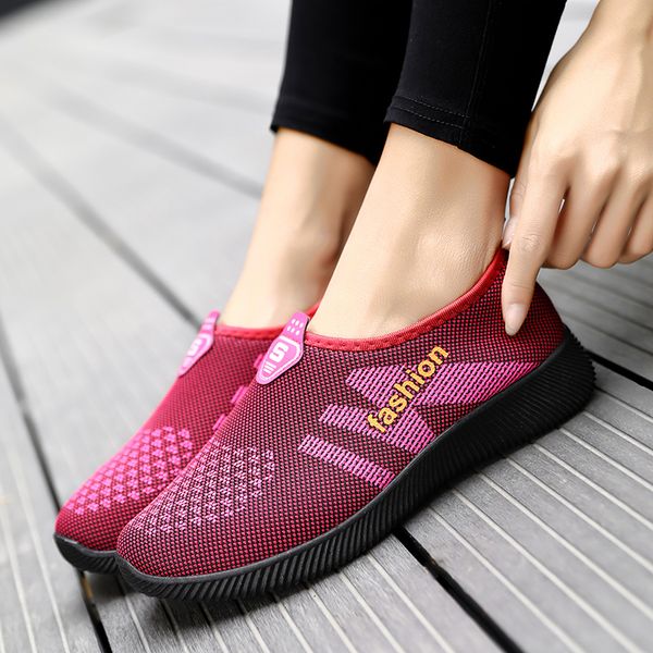 

women's walking nurse shoes casual lightweight mesh slip on comfortable sneakers ladies flat trainers zapatos mujer, Black