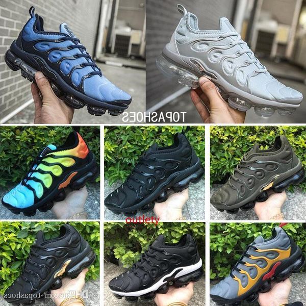 

wholesale 2019 air cushion tn plus running women shoes olive classic outdoor run tn sport shock sneakers men requin silver in metallic
