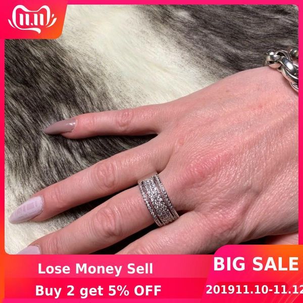 

starlight female promise ring 925 sterling silver pave cz stone wedding band rings for women bridal statement party jewelry, Golden;silver