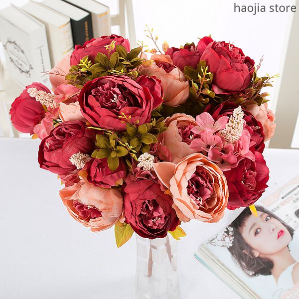 

new fake flower home floral decorative fake flower 12 / batch peony decoration european silk peony