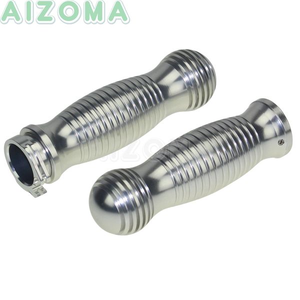 

1 pair silver rough craft motorcycles 1'' 25mm hand grips for cafe racer sportster cruisers bobber custom 1 inch bars grips