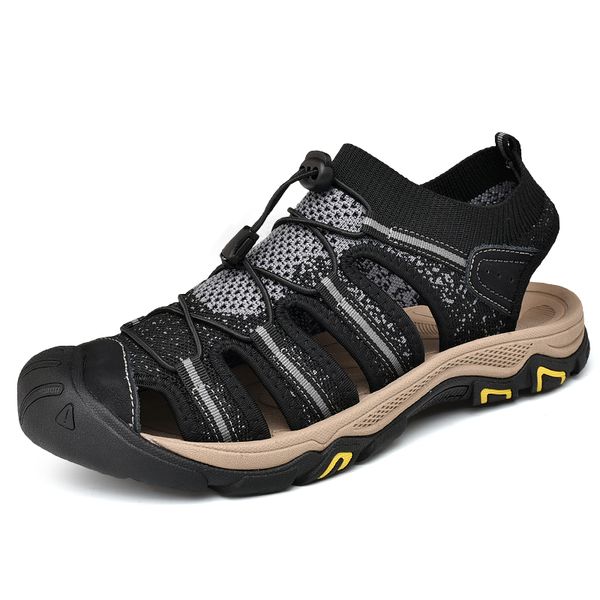 

beach zapato mesh breathable running sandale man summer red sandalias sneakers sandals heren mens 2020 para slipper outdoor men, Black