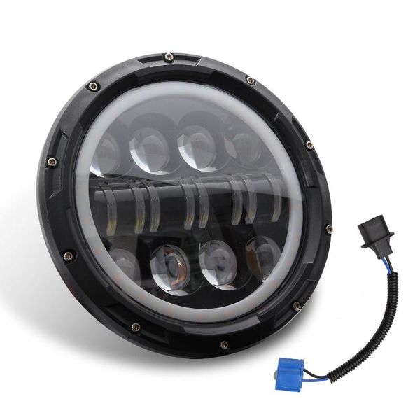 

7 inch 500w led headlights with white halo ring angel eyes+turn signal halo for wrangler jk tj cj