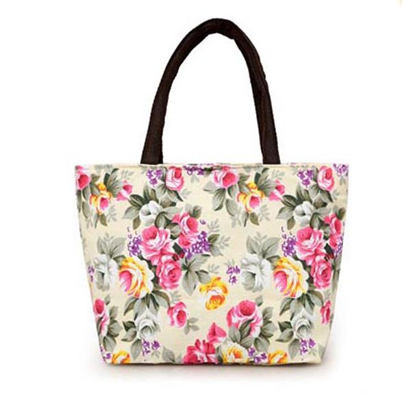 

women fashion lunch bag insulation flower print package portable waterproof lunch bags with rice box container, Blue;pink