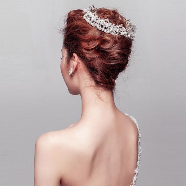 

luxurious crystal pearls beaded bridal crown 2019 bling bling bride's headpieces bride's head tiaras accessories for bridal