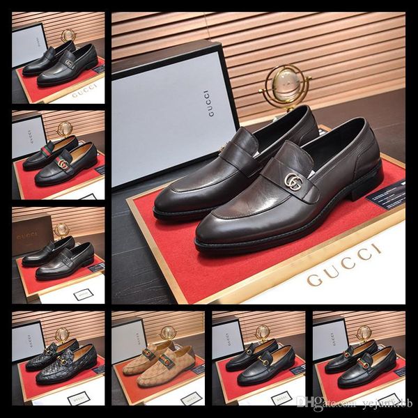 

a1 mens luxury men dress business shoes patent leather fashion wedding shoes spring autumn casual leather, Black