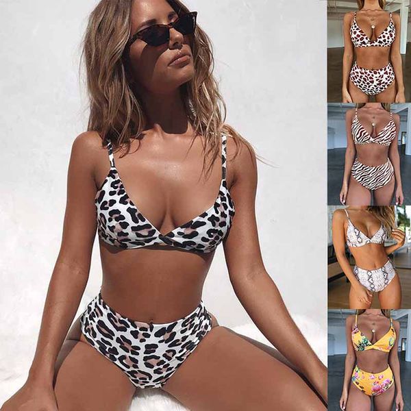 Moda-Mulheres Roupas Sexy Bikini Swimwear para Mulheres Designer Swimsuit Leopardo Bikini Set 2019 Banheira Terno Verão Beach Wear Drop Shipping