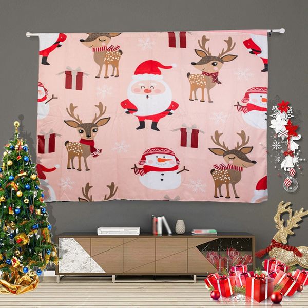 

merry christmas window curtain snowman elk pattern christmas night living room bedroom kitchen safety and environmental protect