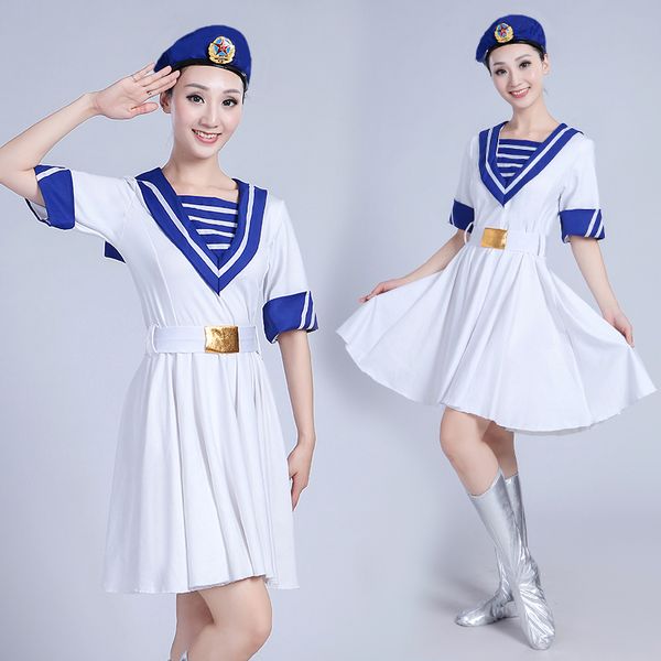 Soldado Uniforme vestido de dança do carnaval da Marinha roupas femininas Traje Militar marinheiro Exército Chorus desempenho Estágio desgaste