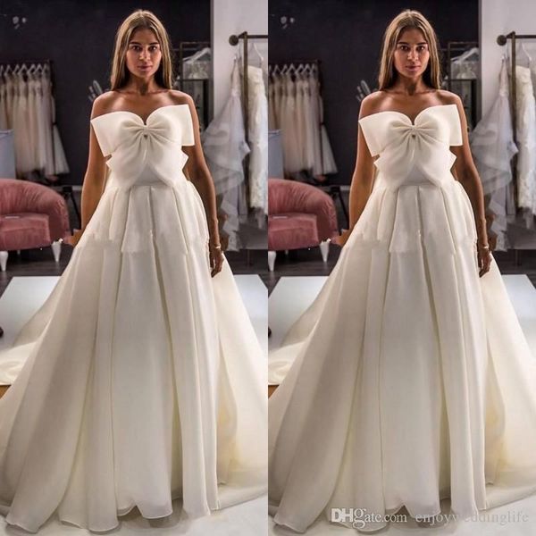 Simples elegante e elegante vestidos de linha de vestidos sem gramado opeto de cetim vestidos de noiva de cetim vestidos de noiva vestidos de noiva