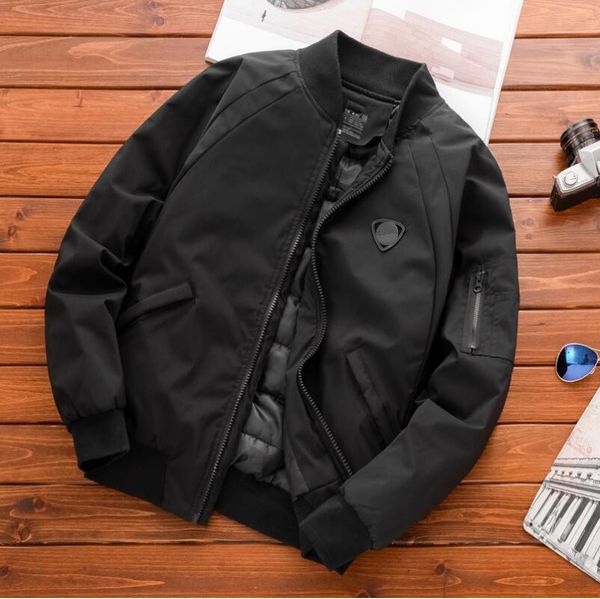

2019 new fa9962 winter brand warm stand collar slim zip coat men outwear winter down cotton jacket stylish and fashion material, Black